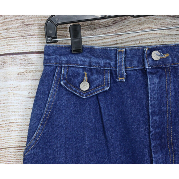 VINTAGE Vivaldi Womens Size 8 Pleated Mid Rise Midi Jean Skirt Blue - Picture 2 of 6